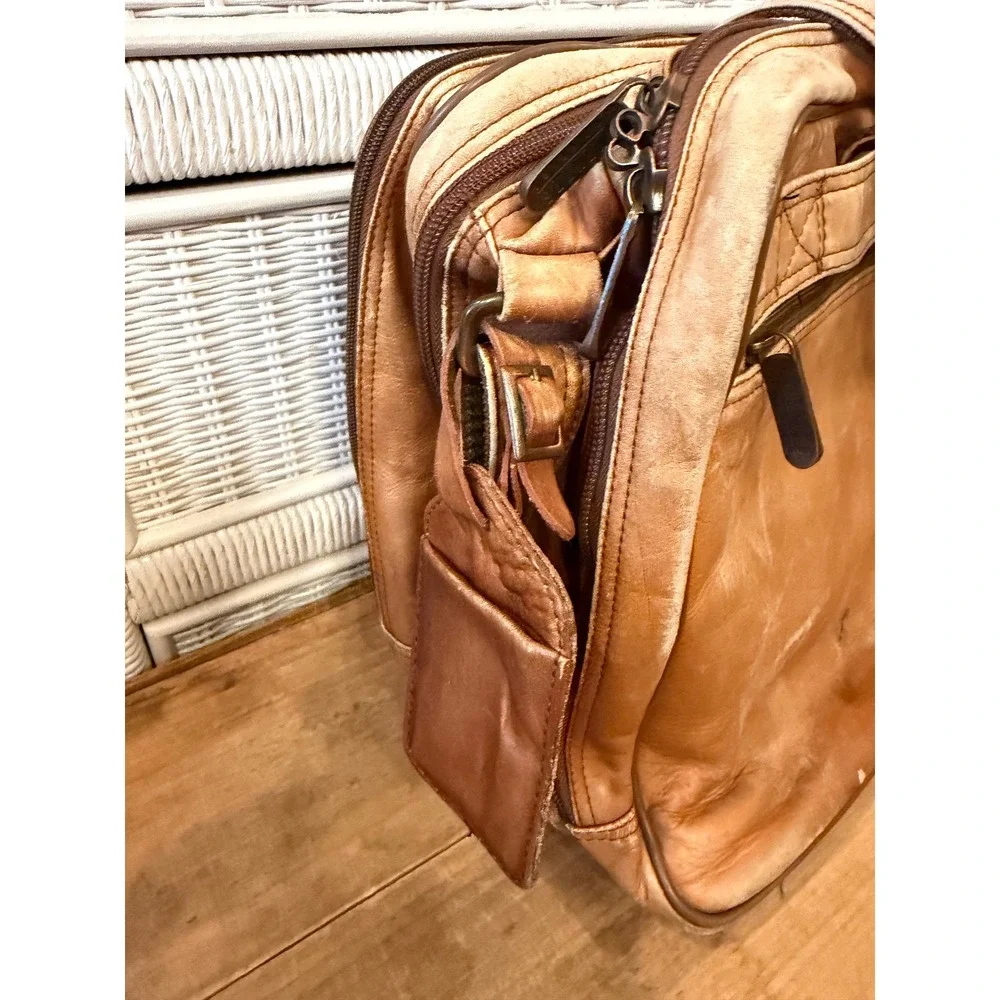 SaddlebagVintage Distressed Leather Briefcase Multi Pocket Laptop Messenger Bag